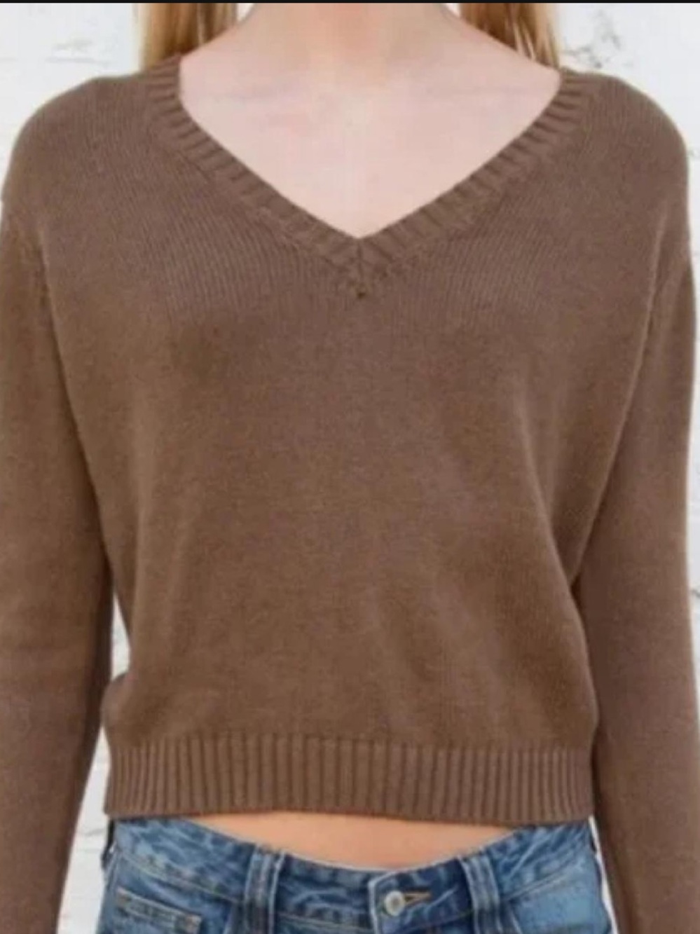 Brandy Melville V-Neck Women's Sweater in brown